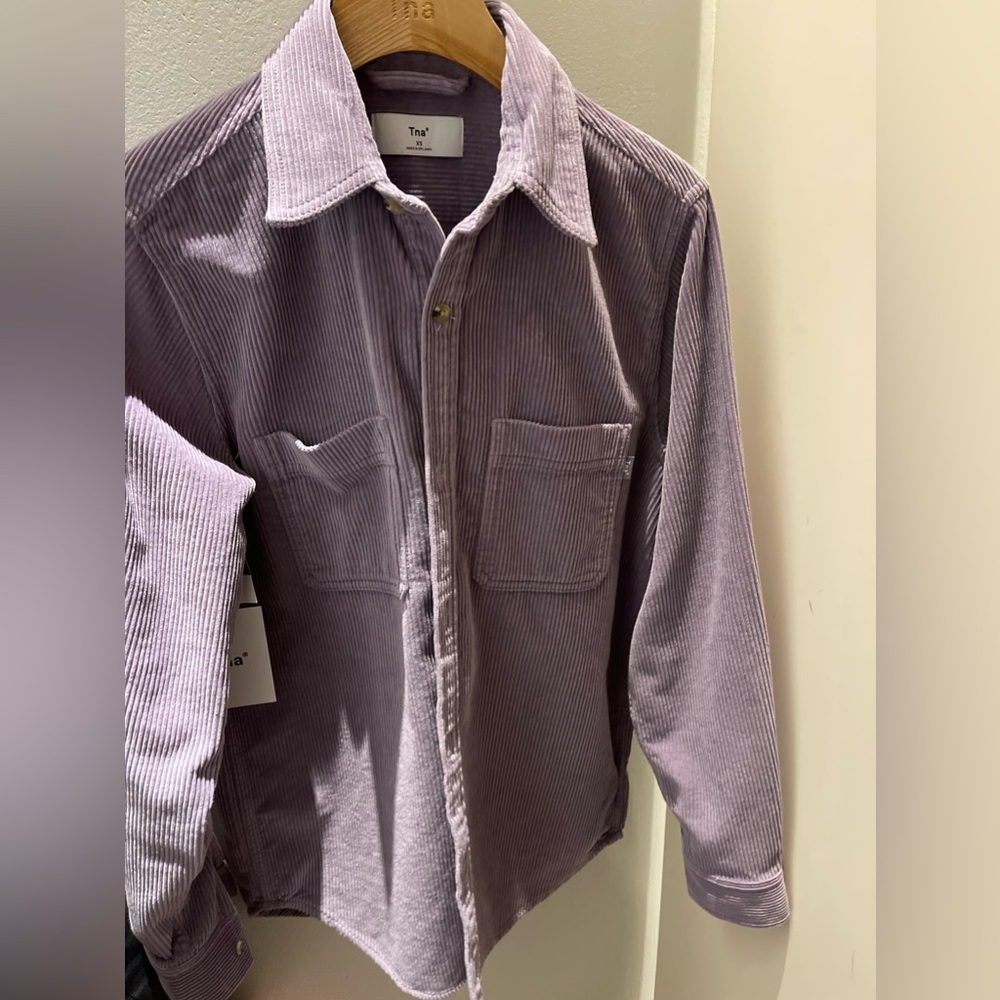 Aritzia TNA Purple Corduroy Button-Down Shirt Jacket